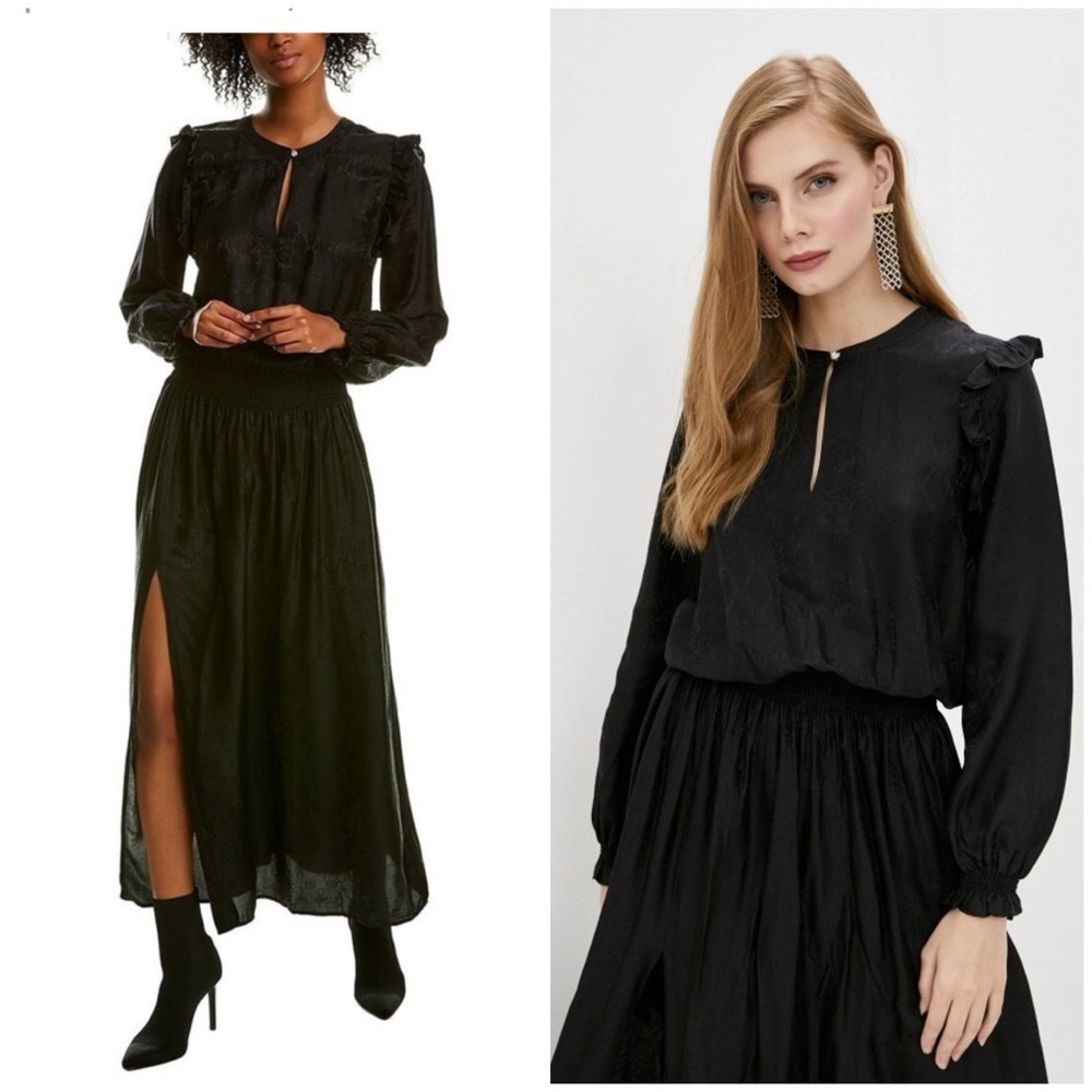 Zadig & Voltaire / Roar Jac Python Maxi Dress black silk kind sleeve XS